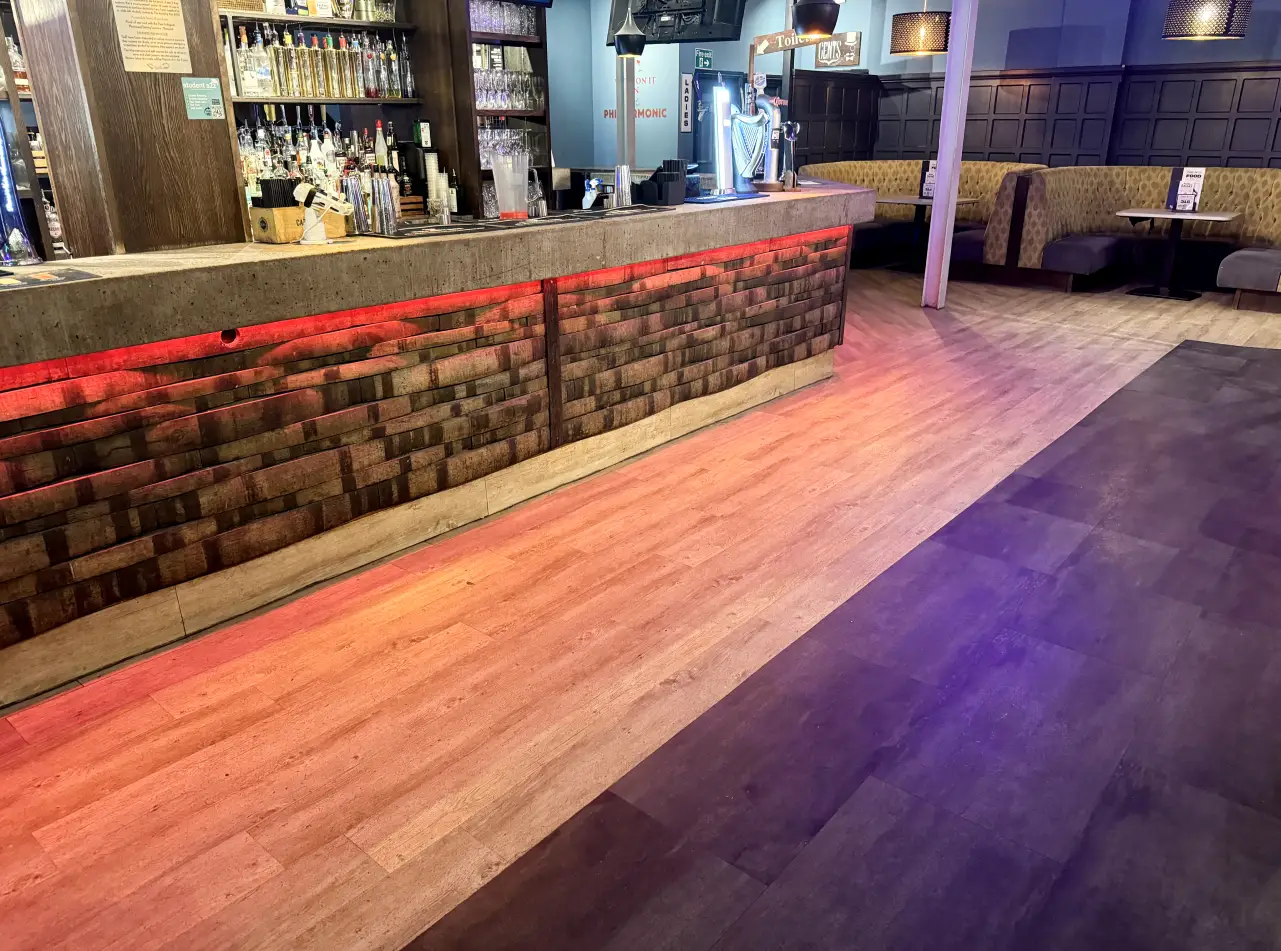 Karndean Van Gogh floor installed in the Philharmonic bar in Cardiff